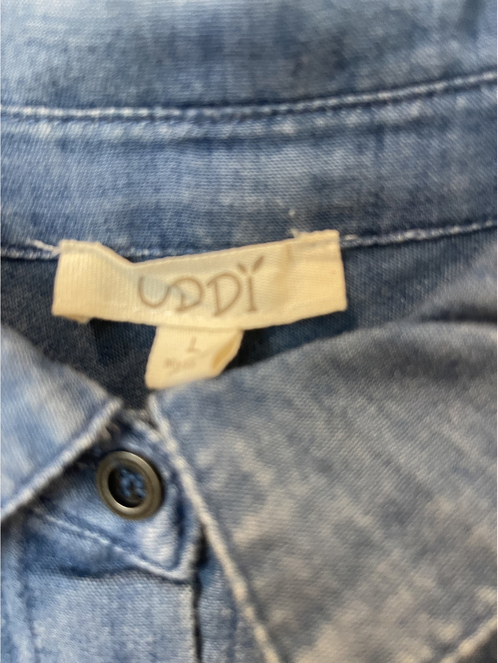 Oddi Embroidered Denim Shirt with Paisley Back Panel, Size L